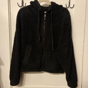 Aeropostale Black fuzzy zip-up hoodie